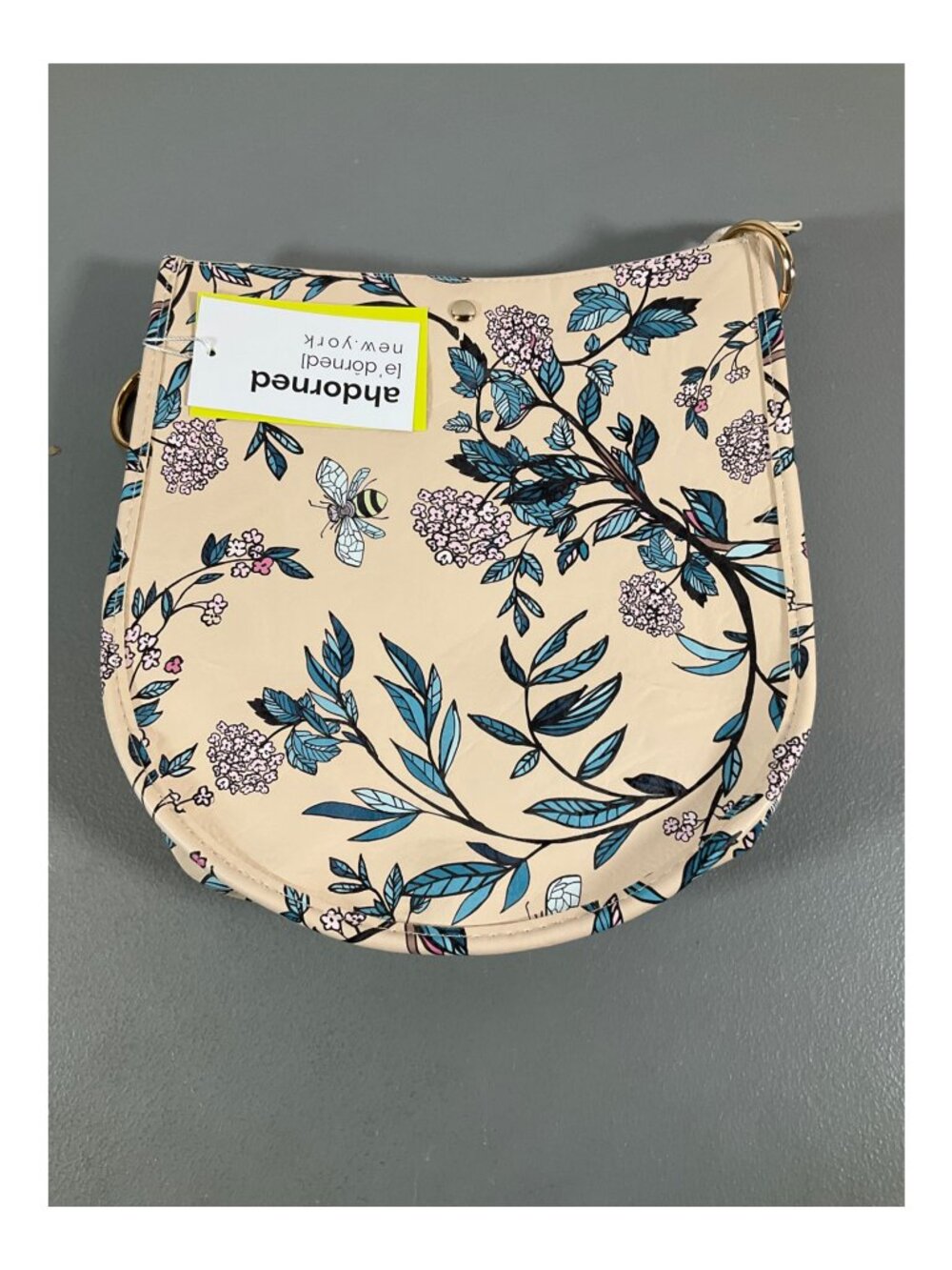 ahdorned Bee Floral U-Shaped Messenger Bag with Dual Straps and Pouch, Unisex
